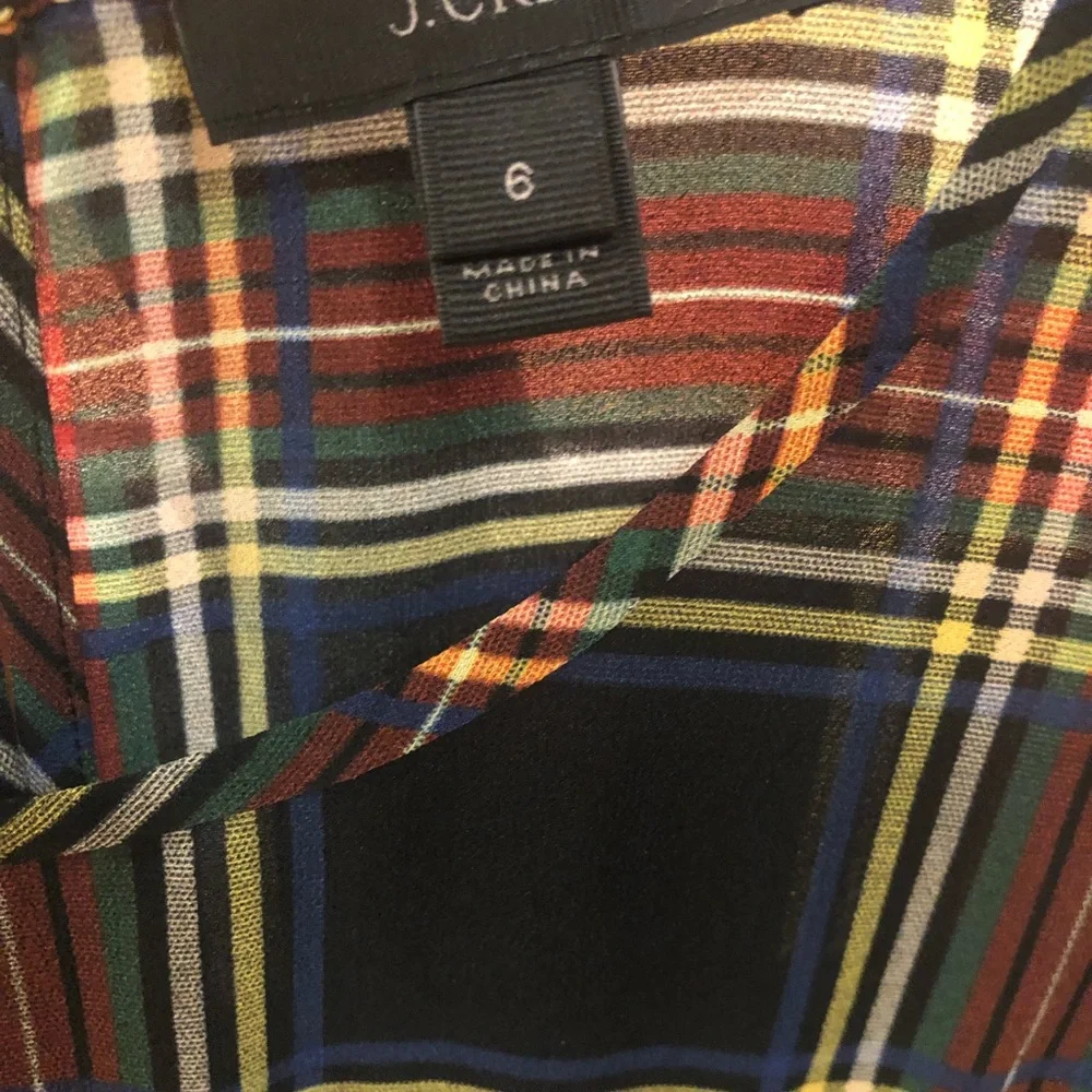 Woman’s J. Crew Plaid short sleeve ruffled blouse - Picture 4 of 4